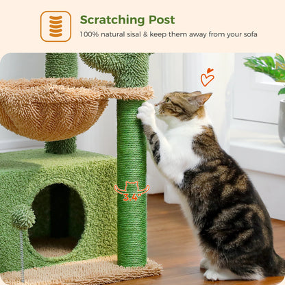 Cat Tree with Large Cat Condo, Scratching Post, Deep Hammock, and Cozy Top Perch