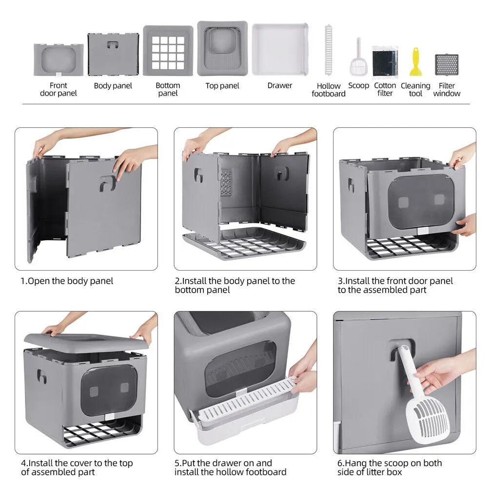 Cat Litter Box with Scoop and Sifting Tray