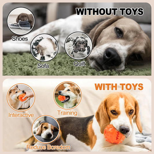 Dog Interactive Chew Treat Dispensing Ball - Self-Play, Bore