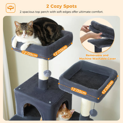 Large Cat Tree with Sisal-Covered Scratching Posts
