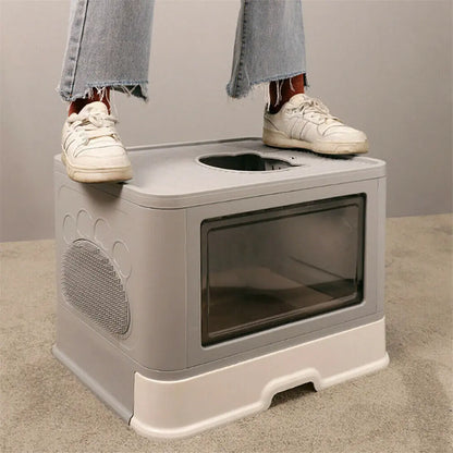 Foldable Cat Litter Box - Front Entry & Top Exit