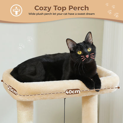 Cat Tree with Large Cat Condo, Scratching Post, Deep Hammock, and Cozy Top Perch
