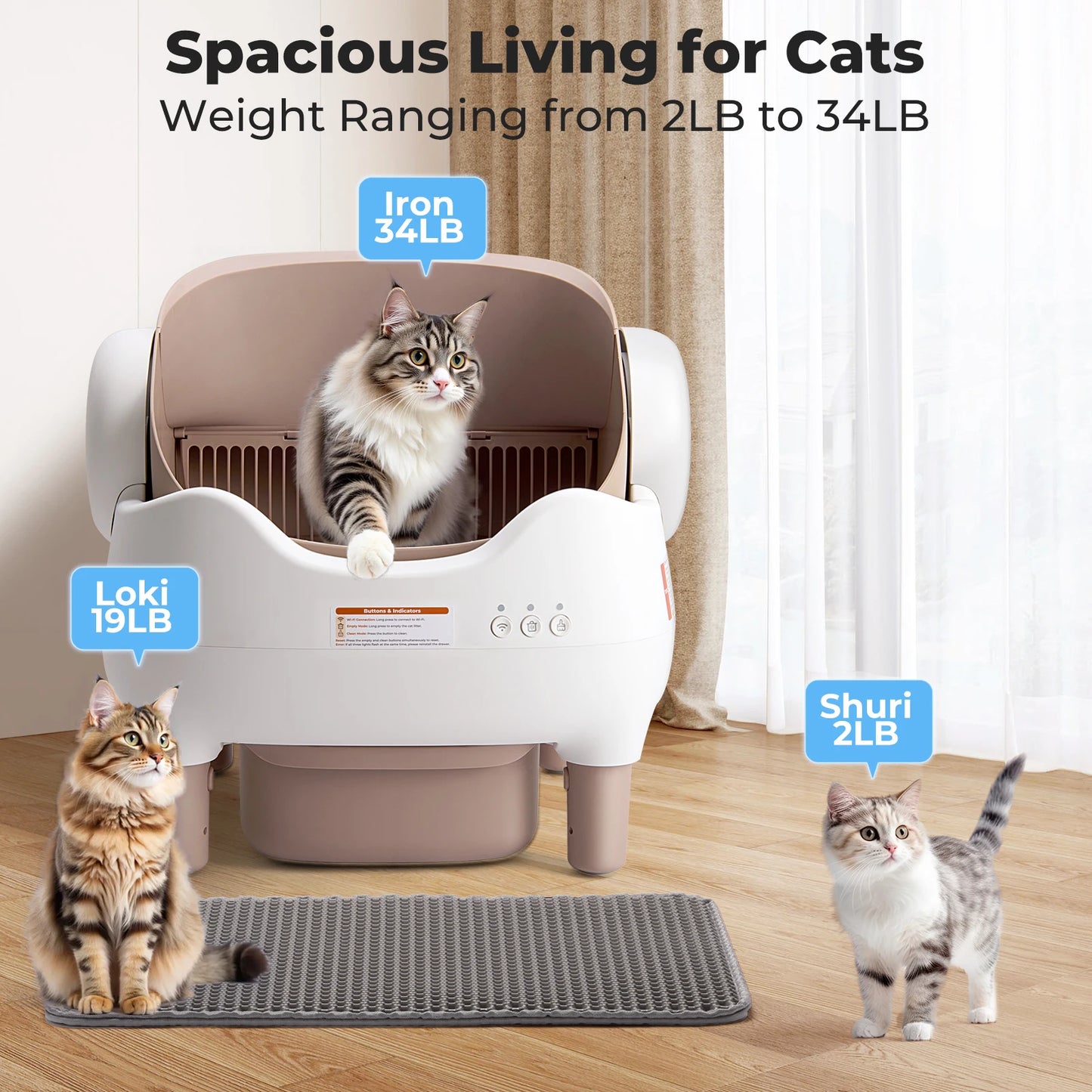 Self-Cleaning Litter Box, Automatic Cat Litter Box with App Control