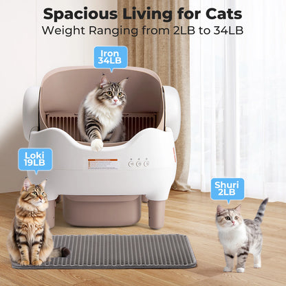 Self-Cleaning Litter Box, Automatic Cat Litter Box with App Control