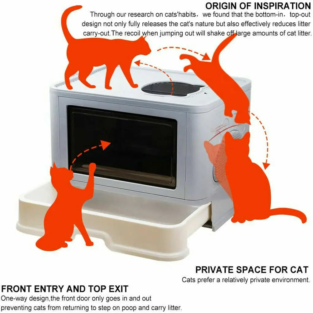 Foldable Cat Litter Box - Front Entry & Top Exit