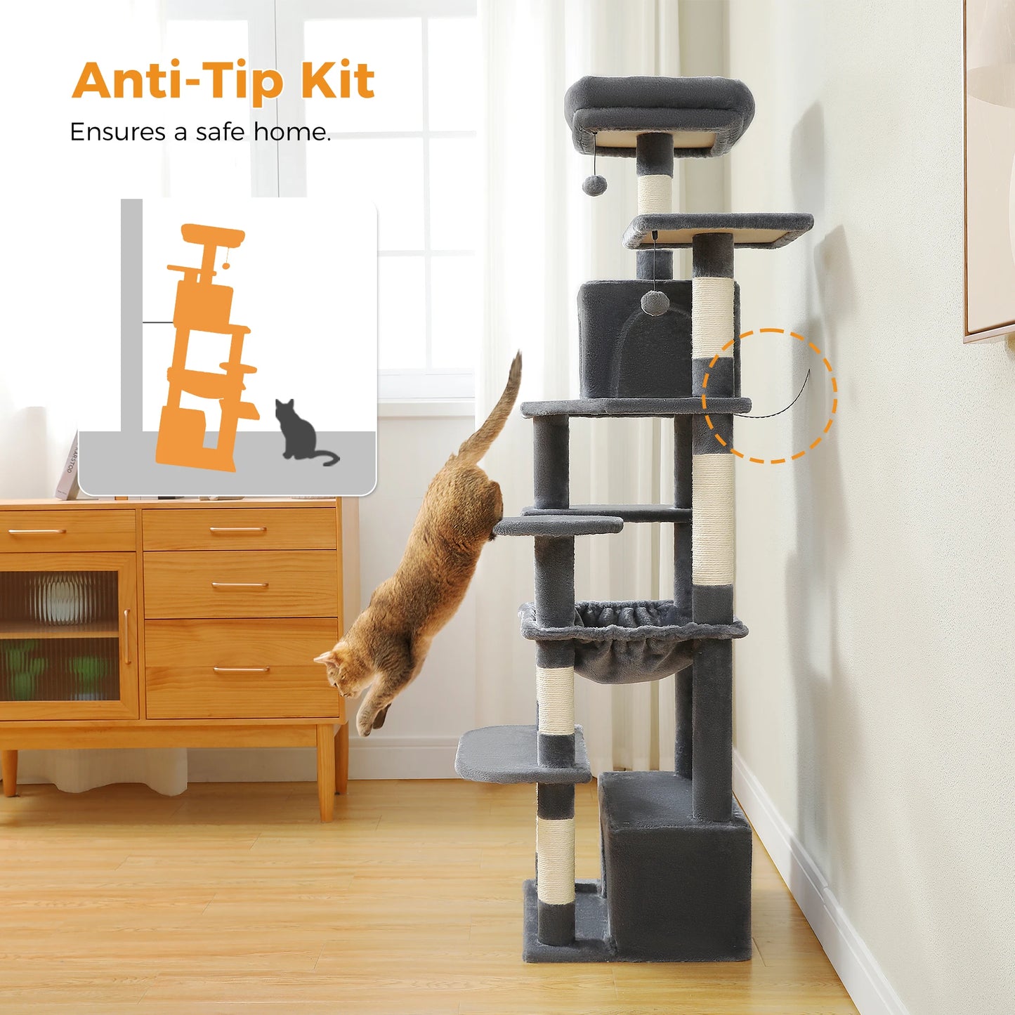 Large Cat Tree with Sisal-Covered Scratching Posts