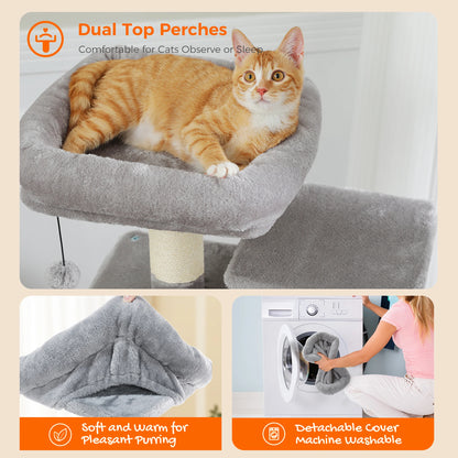 Large Cat Tree with Sisal-Covered Scratching Posts