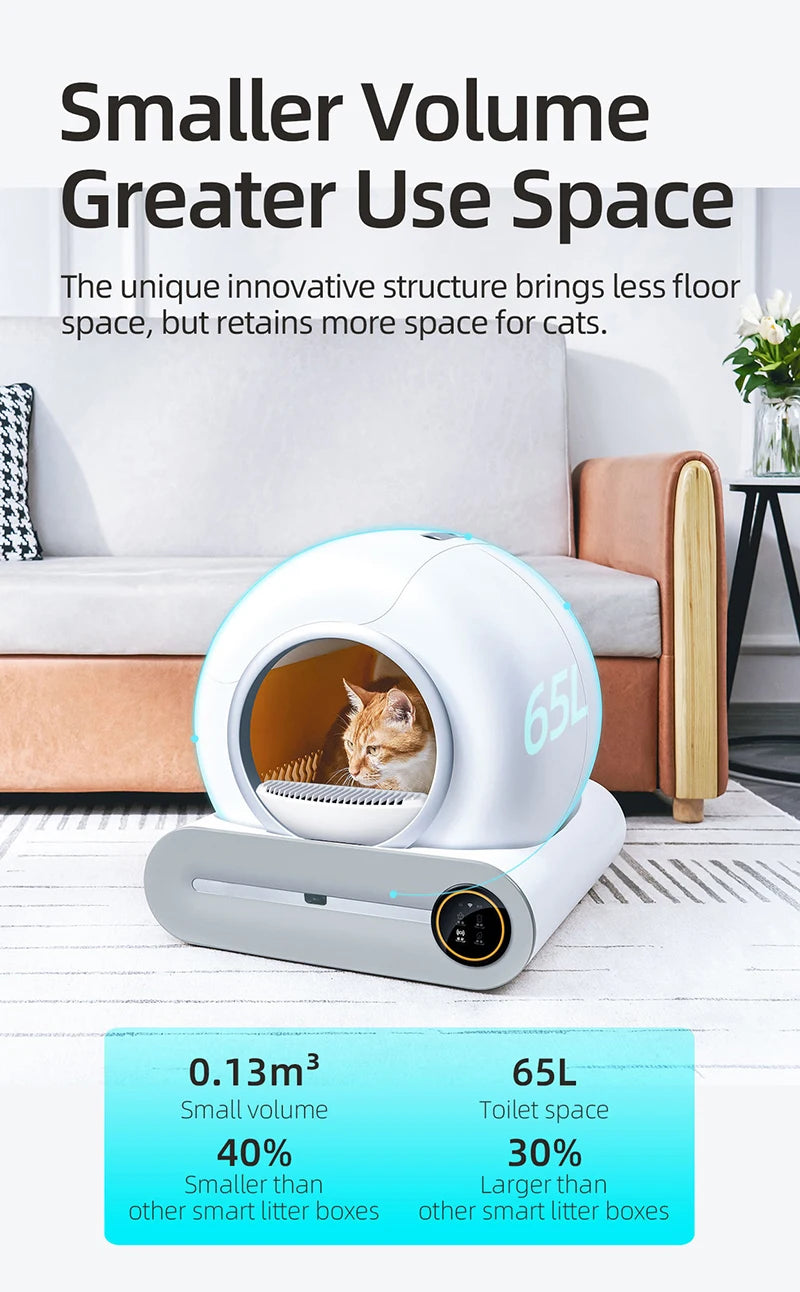 65L Automatic Smart Cat Litter Box - Self Cleaning