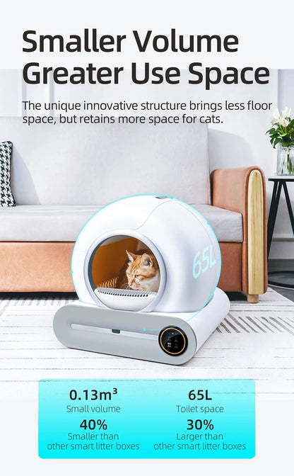 65L Automatic Smart Cat Litter Box - Self Cleaning