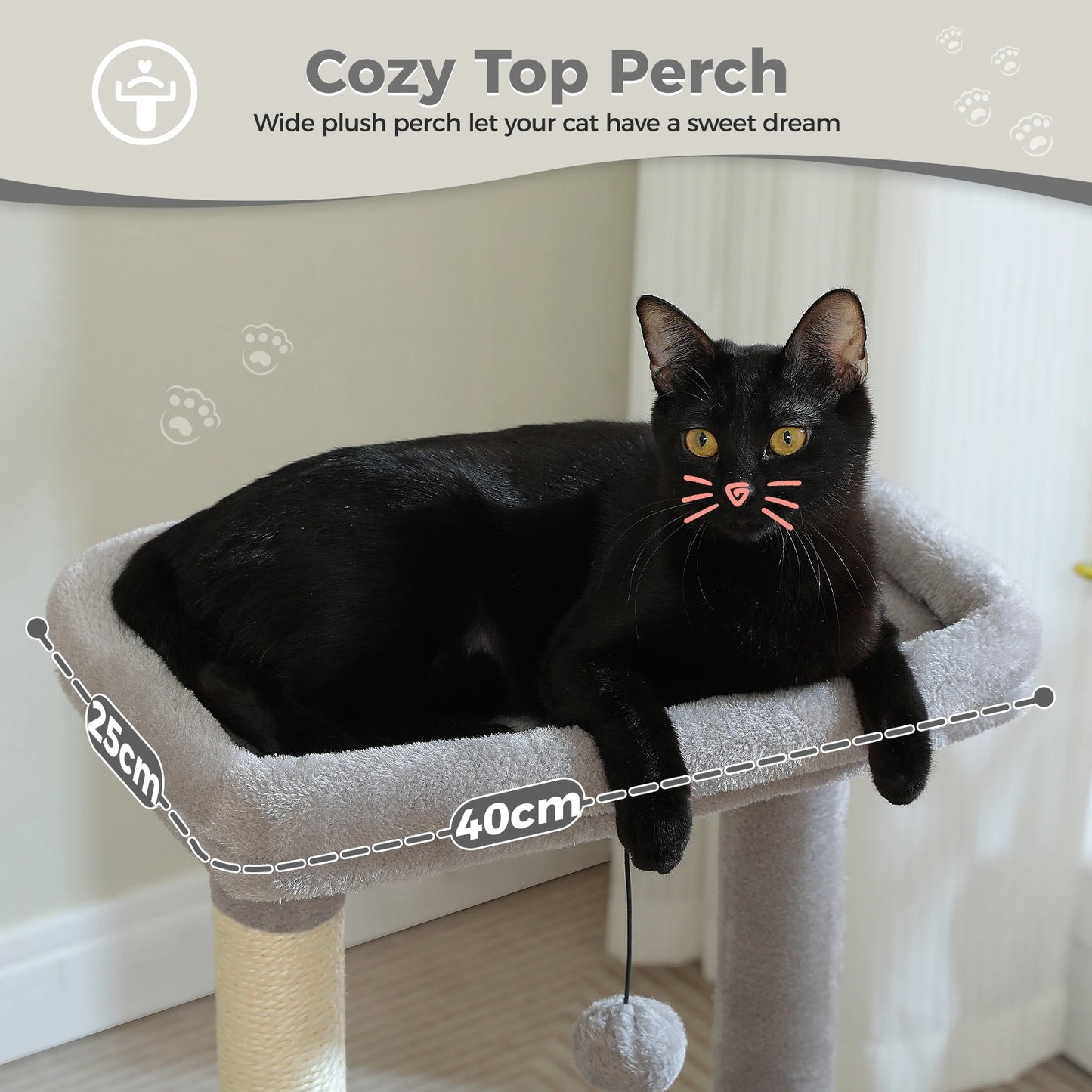 Cat Tree with Large Cat Condo, Scratching Post, Deep Hammock, and Cozy Top Perch