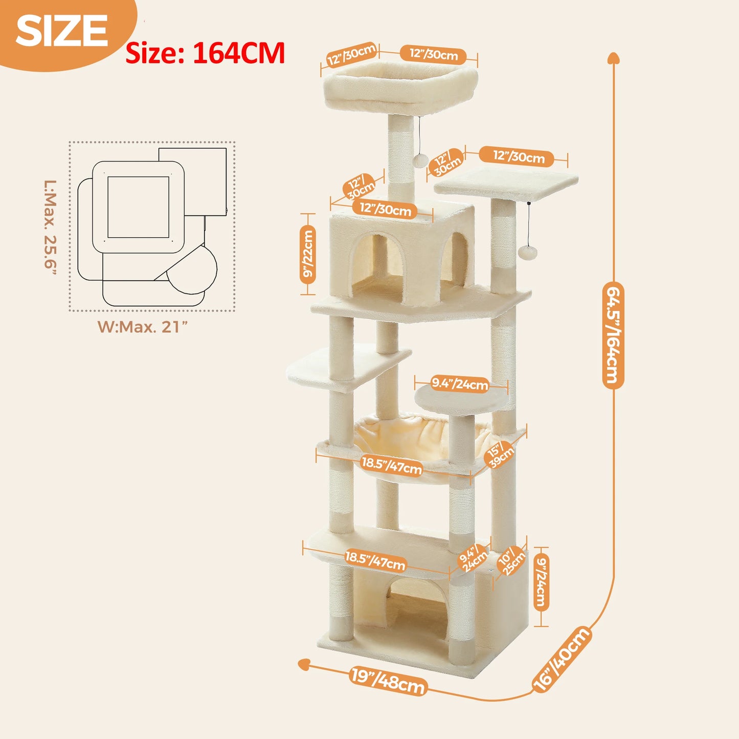 Large Cat Tree with Sisal-Covered Scratching Posts
