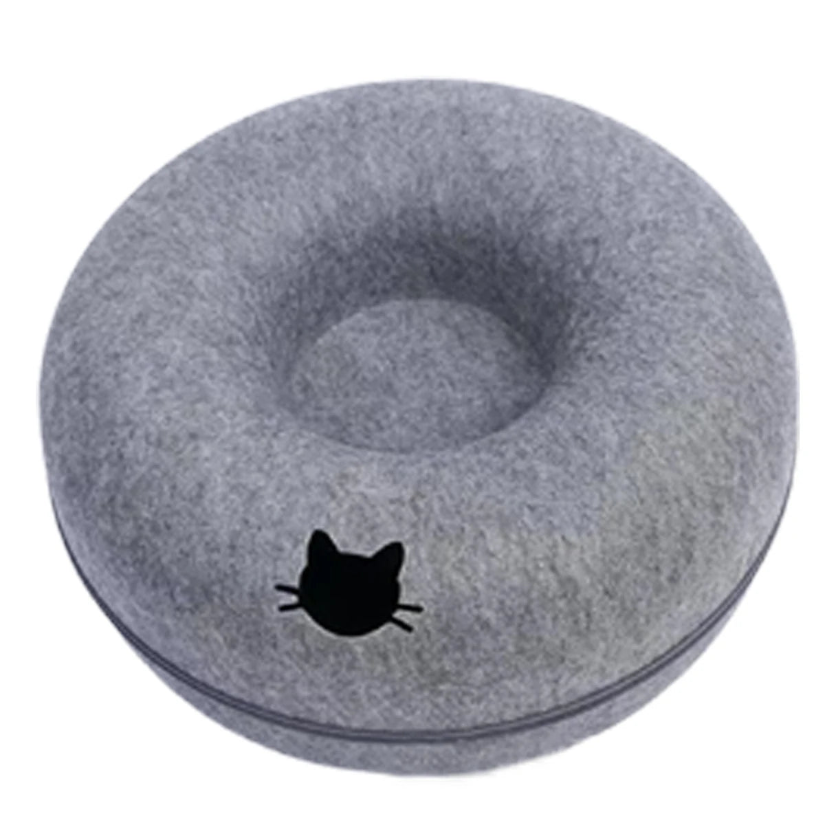 Felt Donut Bed for Cats with Tunnel to hide