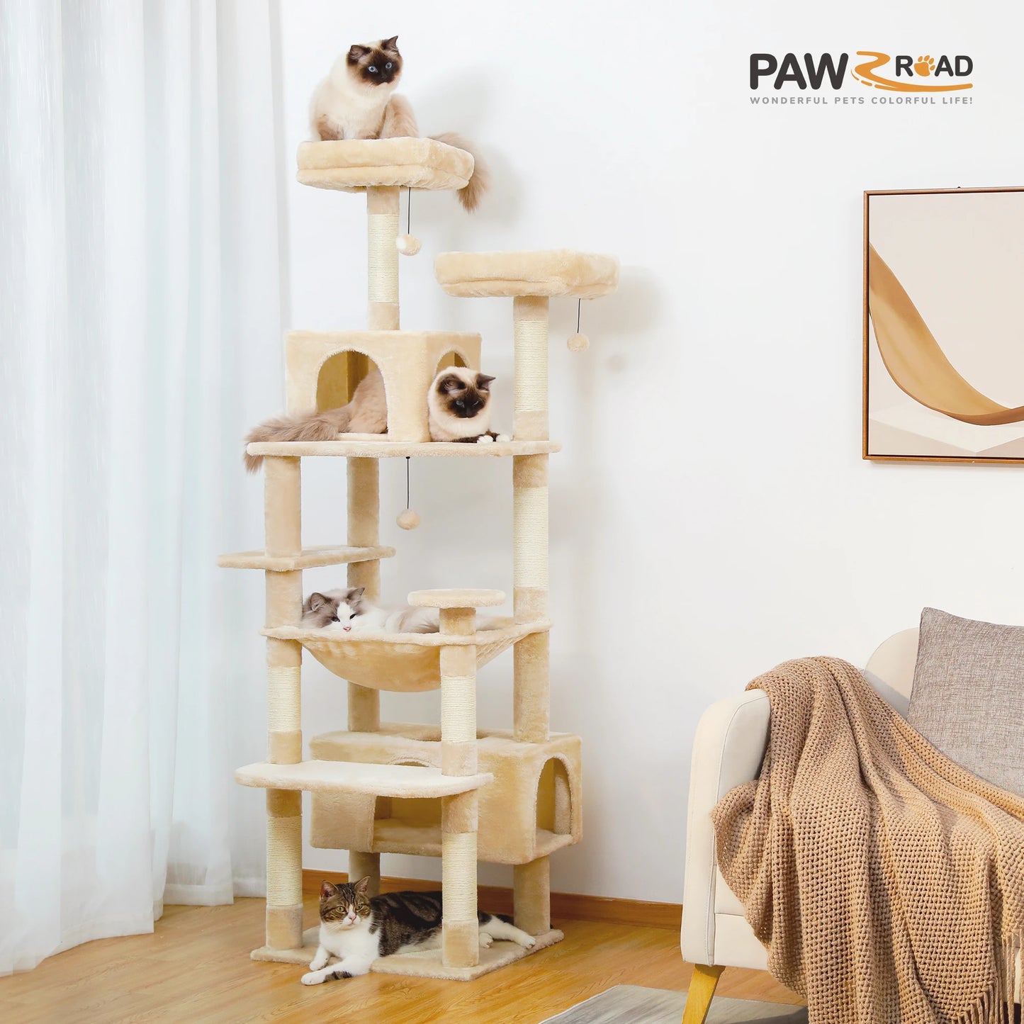 Large Cat Tree with Sisal-Covered Scratching Posts