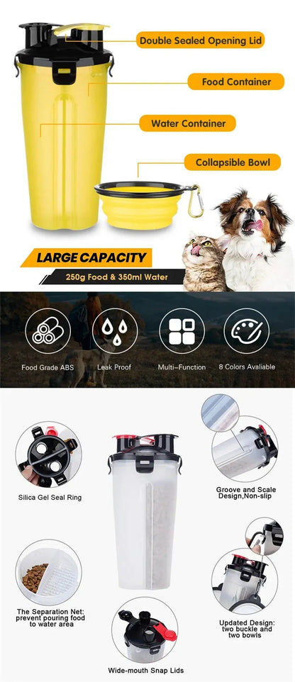 Portable 2 in 1 Pet Water Bottle with Folding Bowl