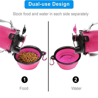 Portable 2 in 1 Pet Water Bottle with Folding Bowl