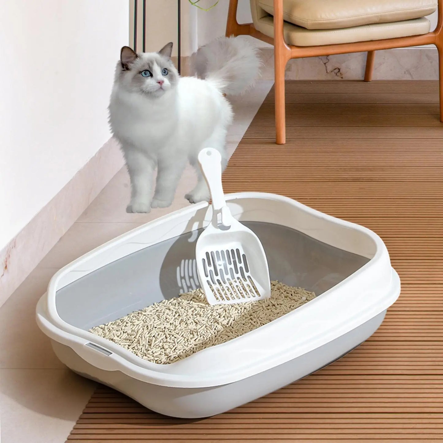 Cat Litter Box with High Sides - Semi Closed