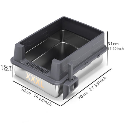 XXXL Stainless Steel Litter Box - Extra Large 28" L x 20" W