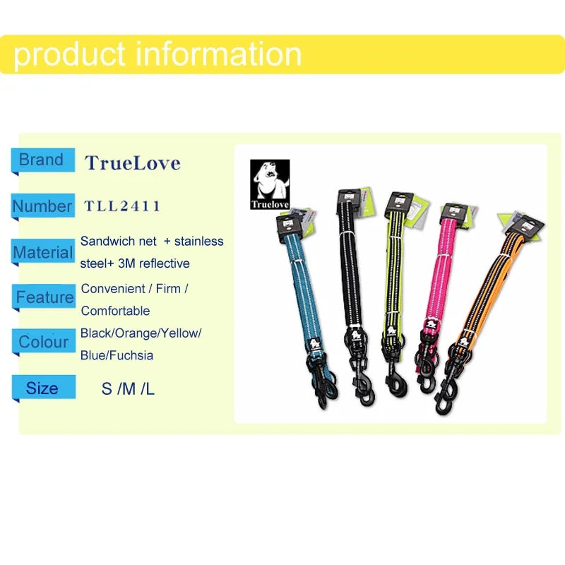 Truelove Pet Dog Leash Multi-function Reflective Hand Free T