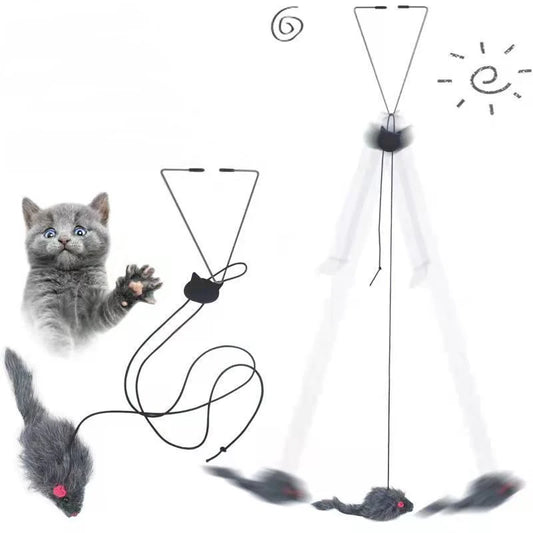 Doorframe hanging cat teaser toy