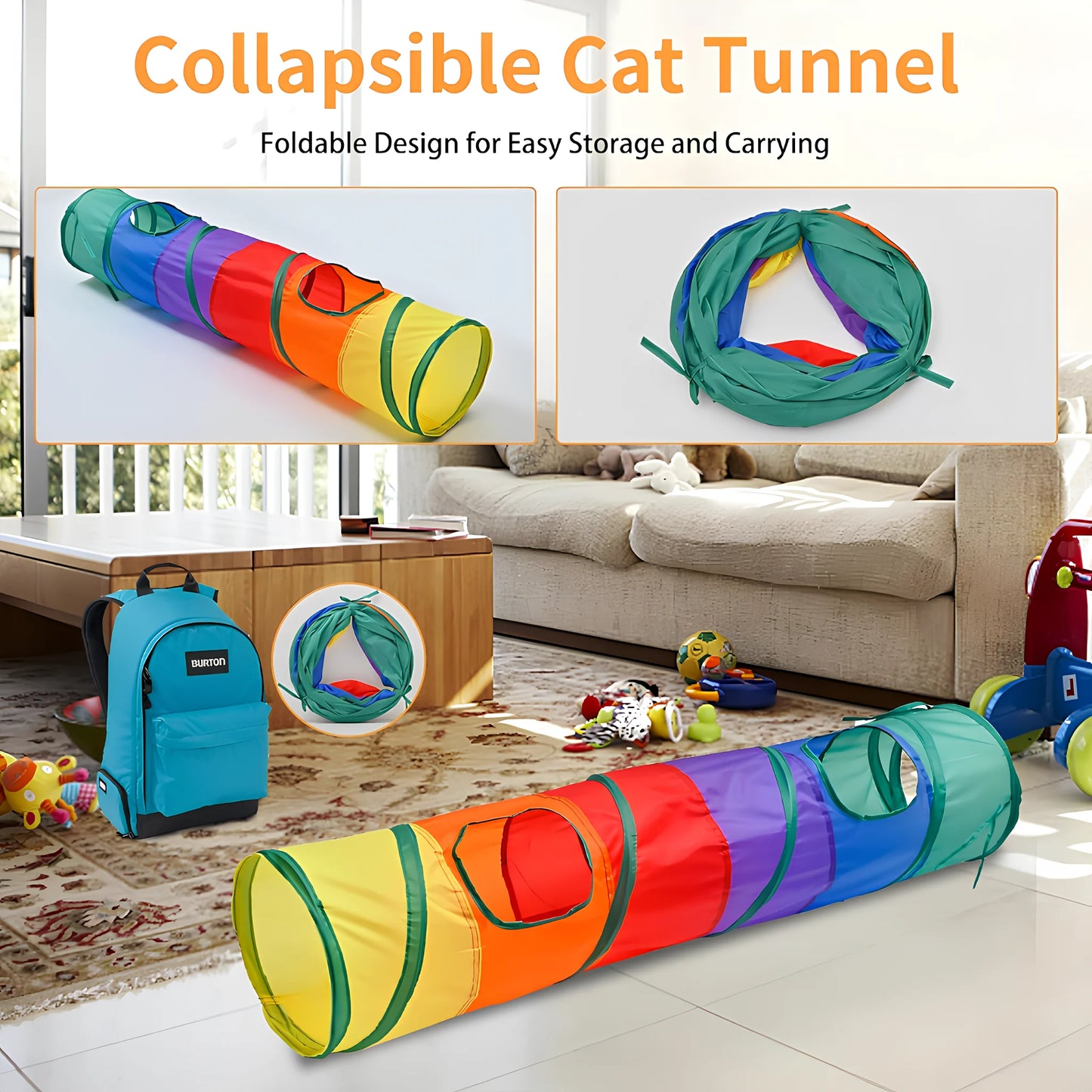 cat play tunnel interactive toy,hide and seek tunnel, portab