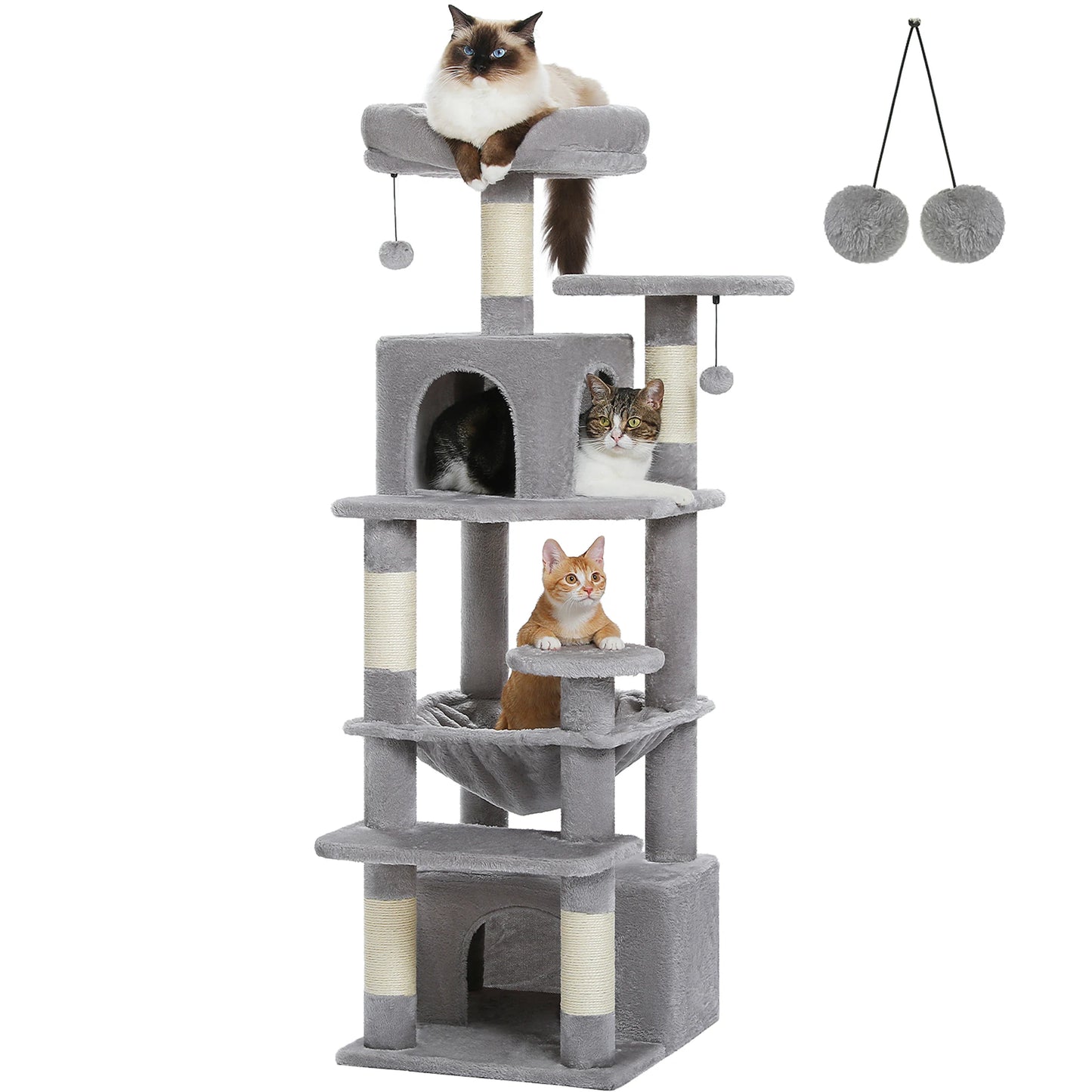 Large Cat Tree with Sisal-Covered Scratching Posts