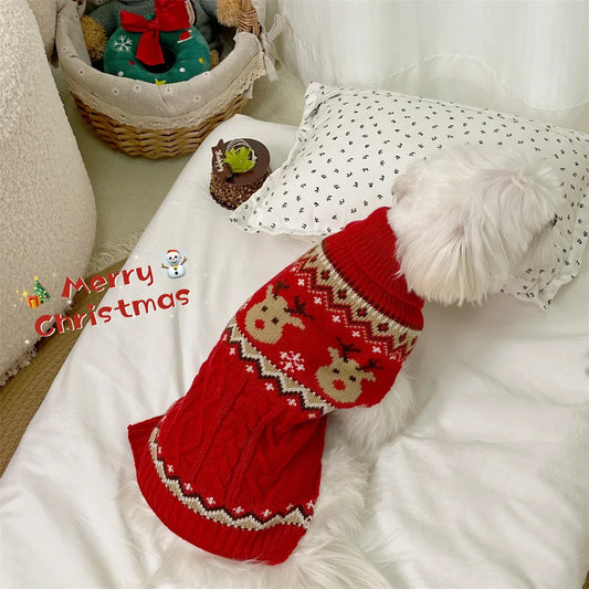 Dog Winter Clothes Pet Christmas Red Sweaters Sleeveless Gin
