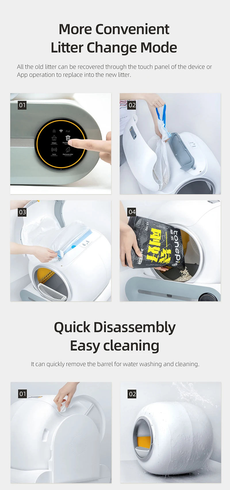 65L Automatic Smart Cat Litter Box - Self Cleaning
