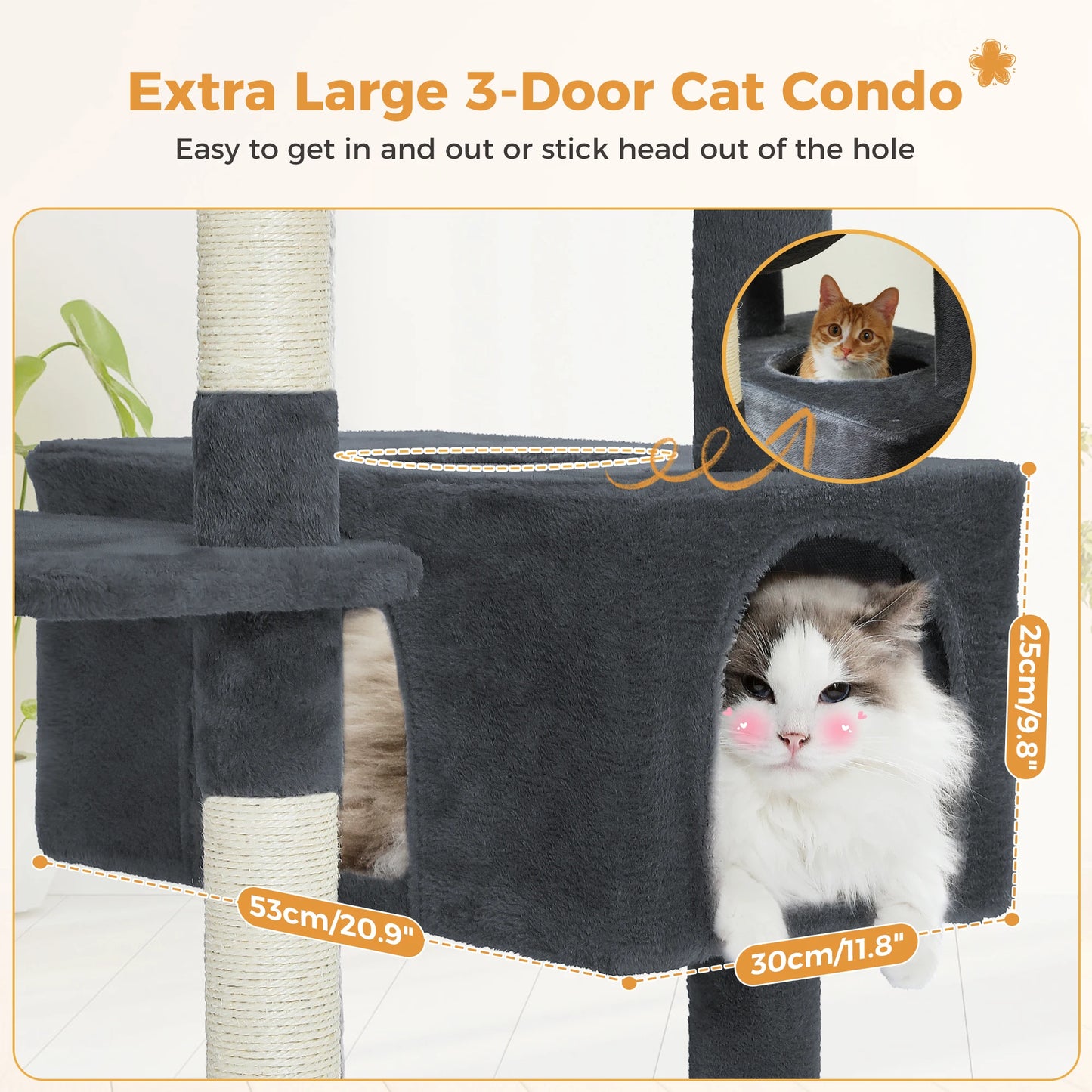 Large Cat Tree with Sisal-Covered Scratching Posts