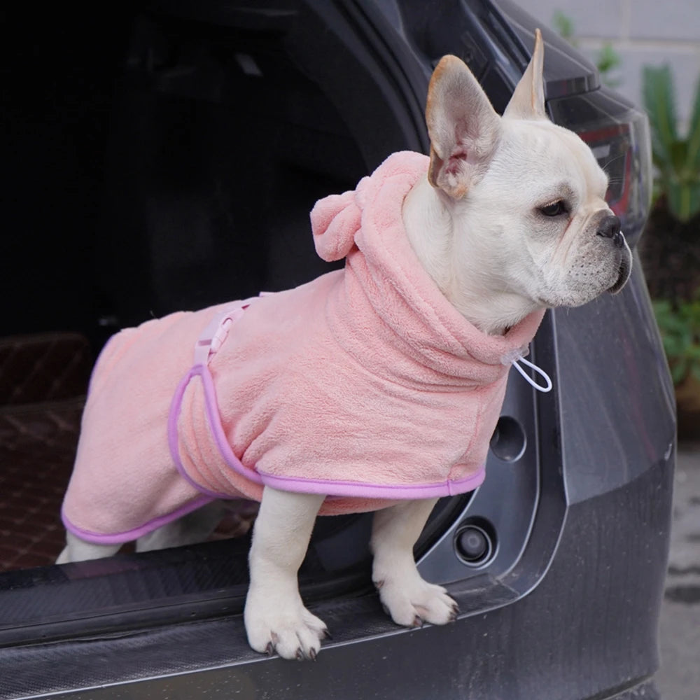 Cute Dog Bathrobe Pet Drying Coat Clothes Microfiber Absorbe