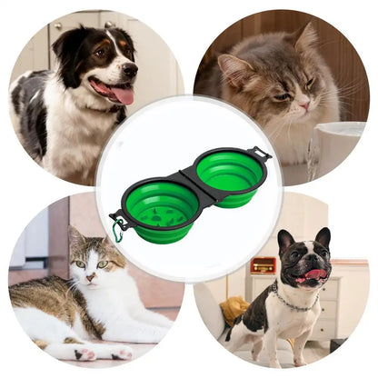 Foldable Double Dog Bowl Travel