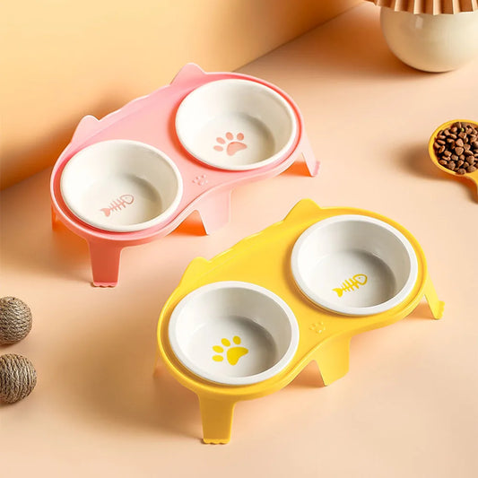 Double Cat Bowl with Stand