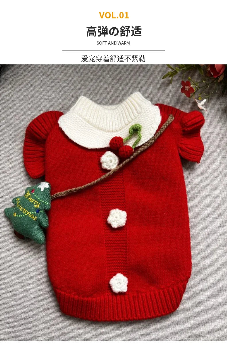 Pet Christmas Sweater Princess Skirt