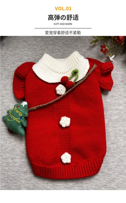Pet Christmas Sweater Princess Skirt