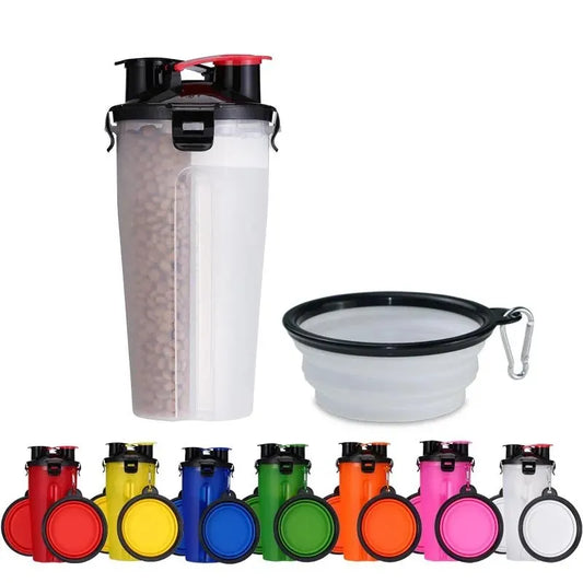 Portable 2 in 1 Pet Water Bottle with Folding Bowl