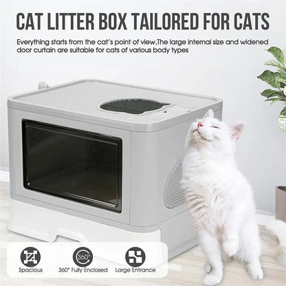Foldable Cat Litter Box - Front Entry & Top Exit