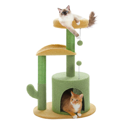Flower Cat Tree for with Scratching Post, Soft Condo, Plush Perches, and Fluffy Balls