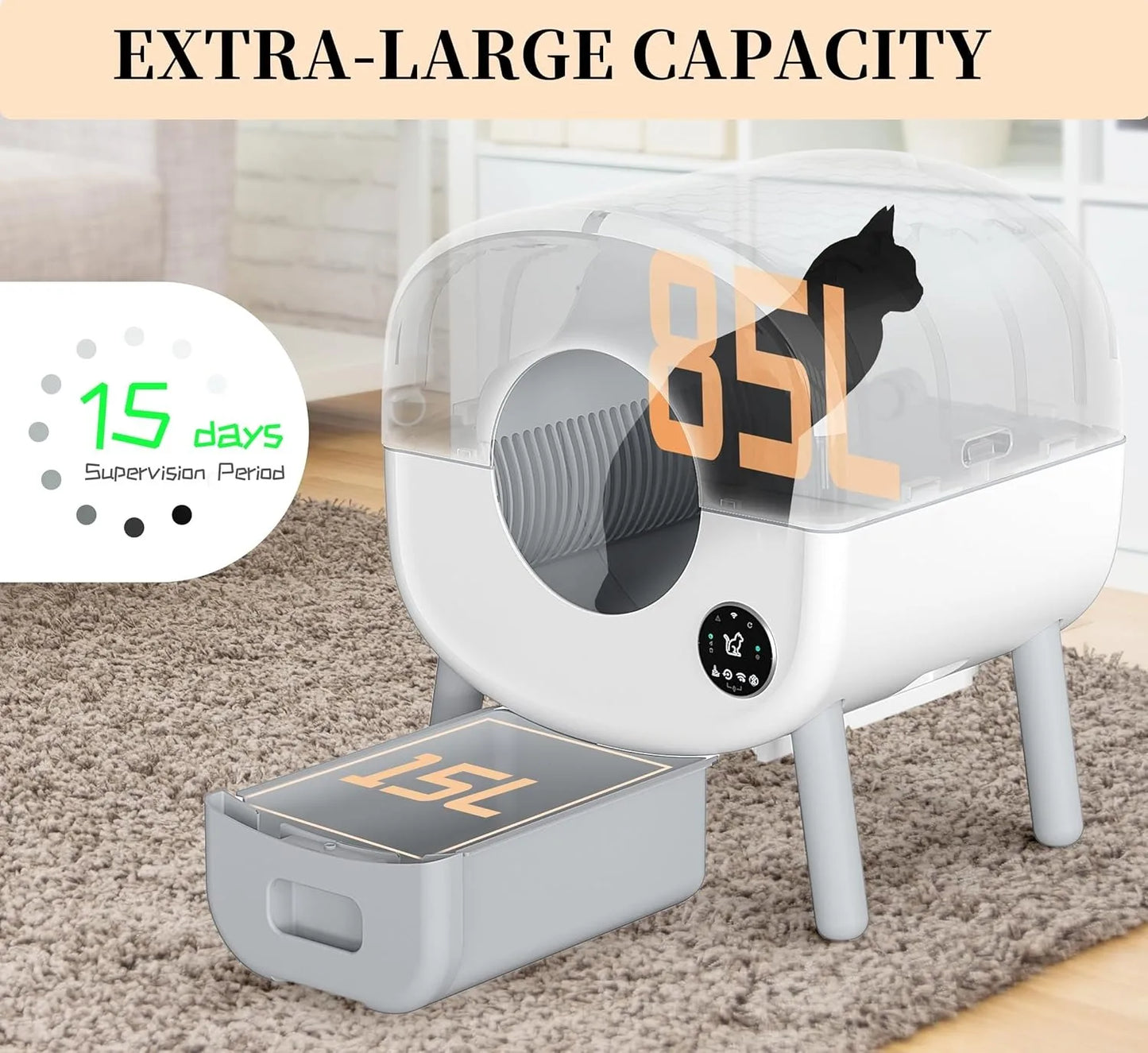 Extra Large Automatic Litter Box Self Cleaning for Multiple Cats