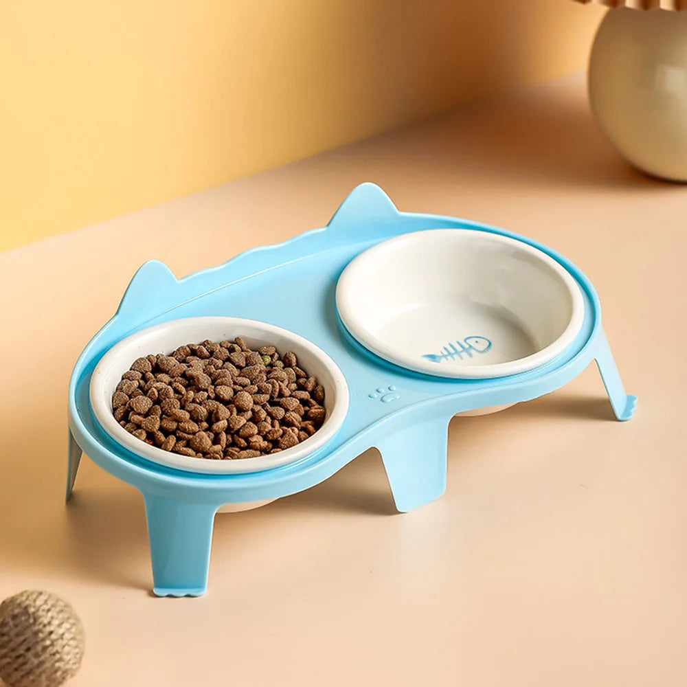 Double Cat Bowl with Stand