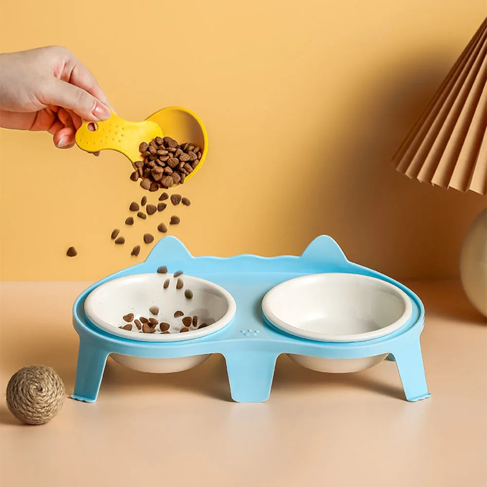 Double Cat Bowl with Stand