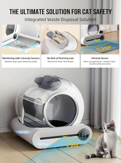 Tonepie 65L Automatic Smart Cat Litter Box Self Cleaning - Fully Enclosed