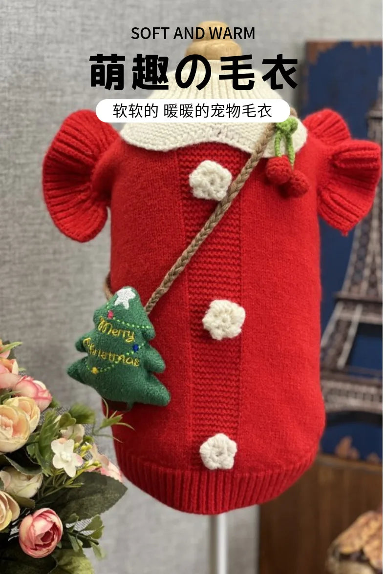Pet Christmas Sweater Princess Skirt