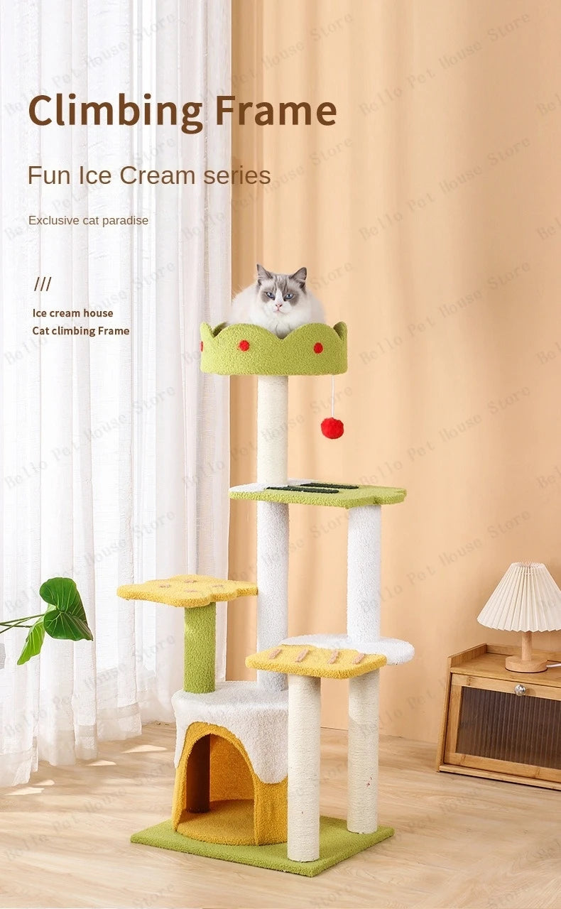 Ice-cream Style Cat Climbing Frame Three-layer Sisal Cat Scr