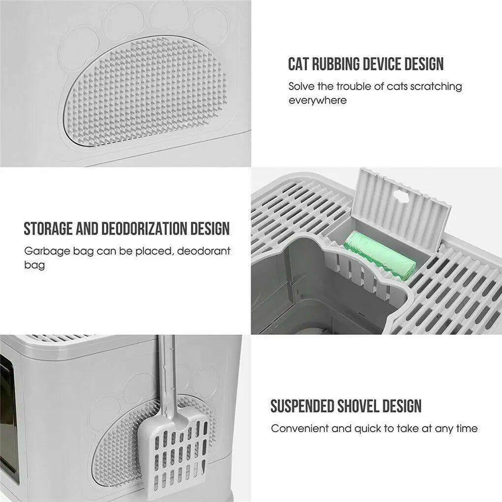 Foldable Cat Litter Box - Front Entry & Top Exit