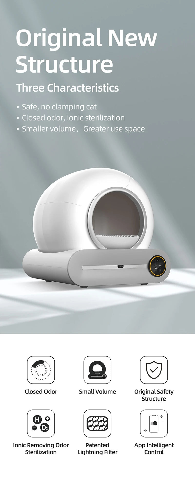 65L Automatic Smart Cat Litter Box - Self Cleaning