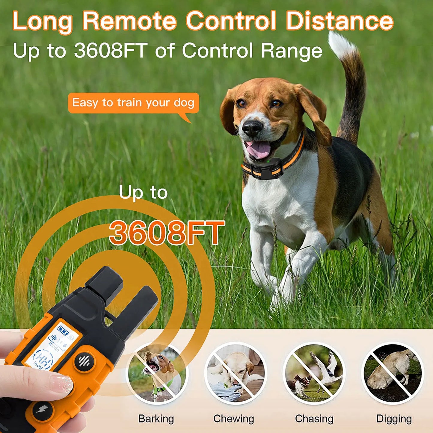 3300Ft Electric Dog Training Collar with Remote Control - Waterproof for dogs between 5-120lbs