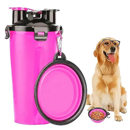 Portable 2 in 1 Pet Water Bottle with Folding Bowl