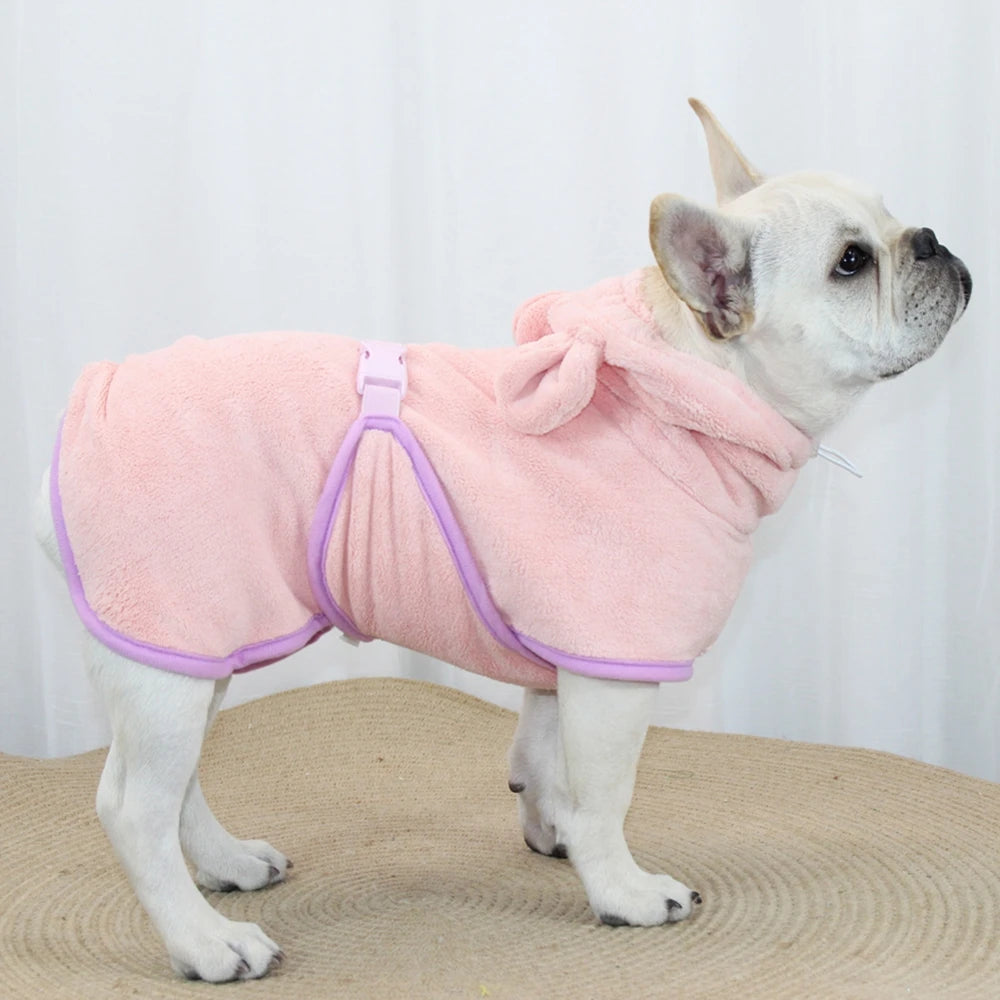 Cute Dog Bathrobe Pet Drying Coat Clothes Microfiber Absorbe