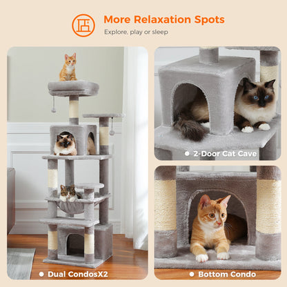 Large Cat Tree with Sisal-Covered Scratching Posts