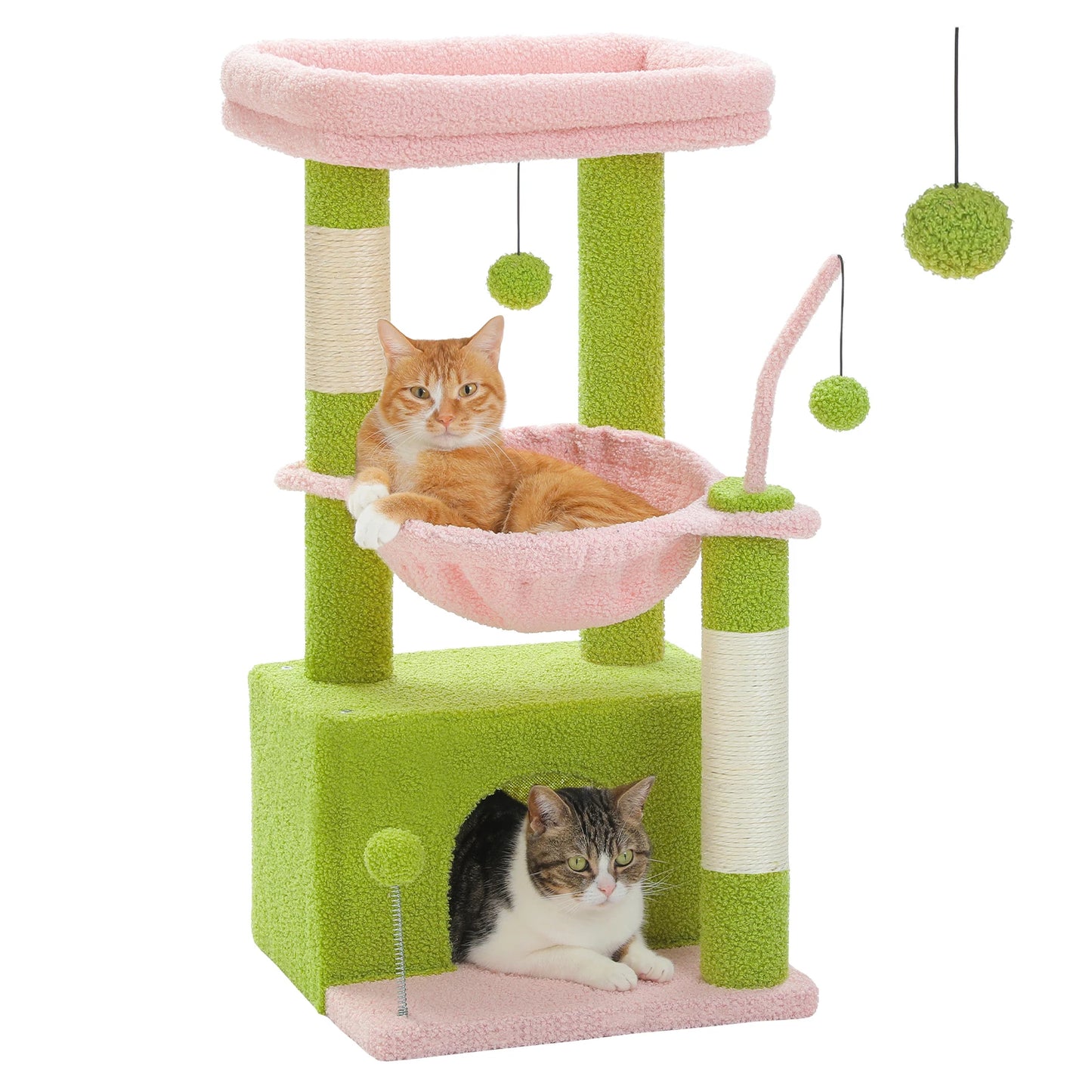 Cactus Cat Tree with Large Condo, Scratching Post, Deep Hammock, and Cozy Top Perch