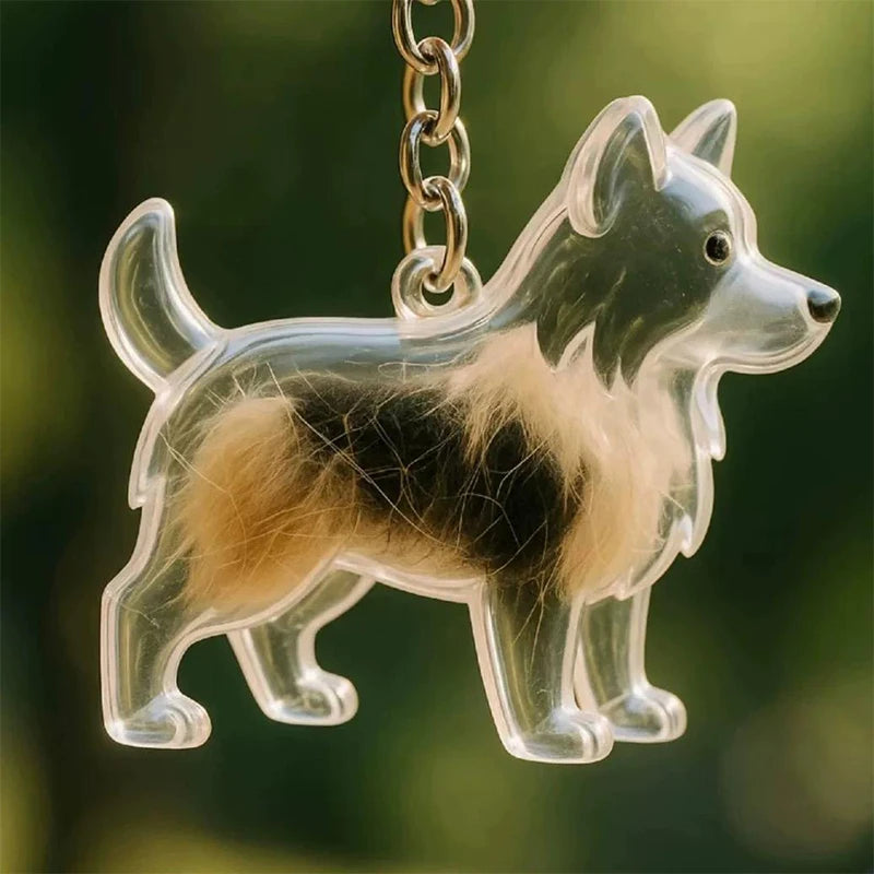 Pet Hair Memorial Pendant Keychain
